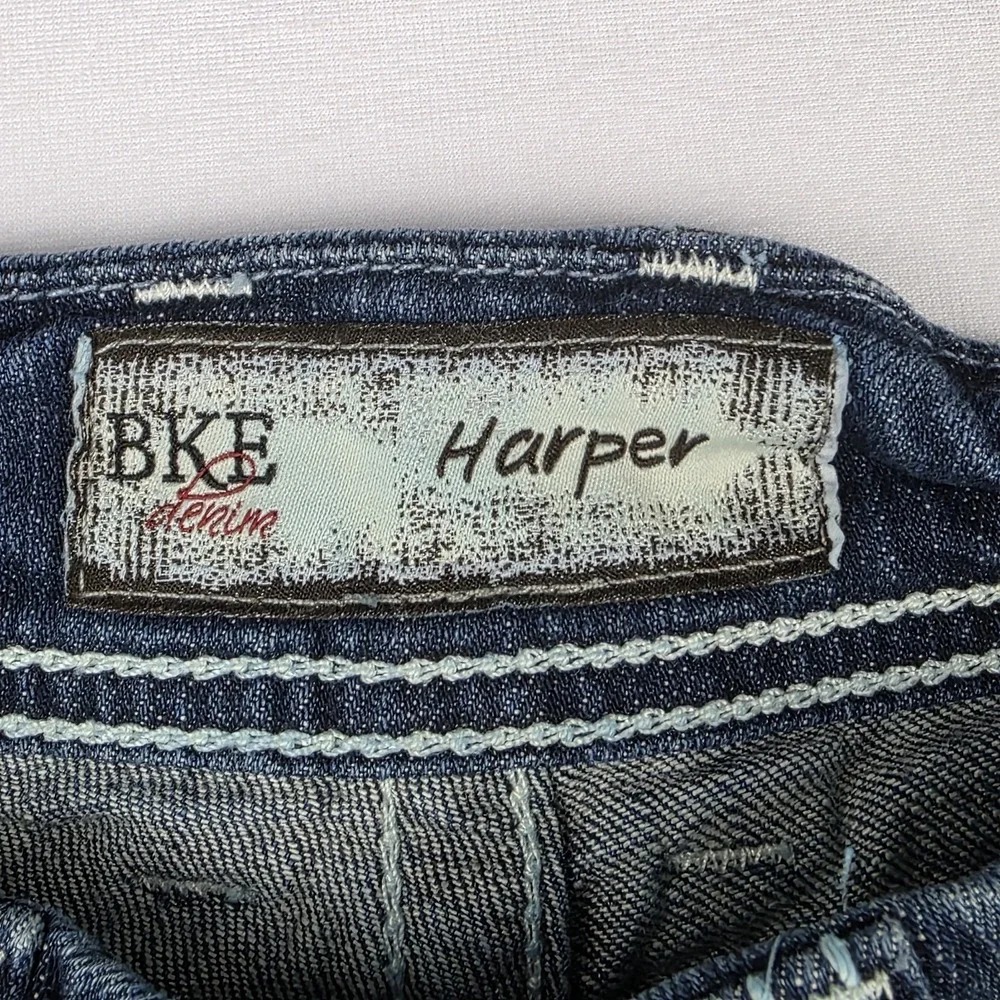 BKE Jeans Womens Size 28 Harper Cropped‎ Double Cuff Blue Denim Pants
